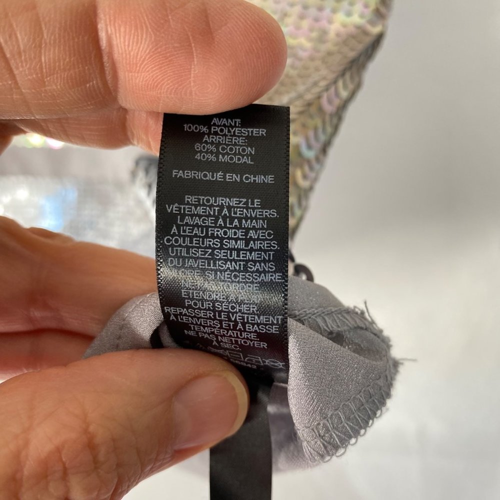 Express Grey Neutral Sequined Sleeveless Size Medium - Picture 7 of 11